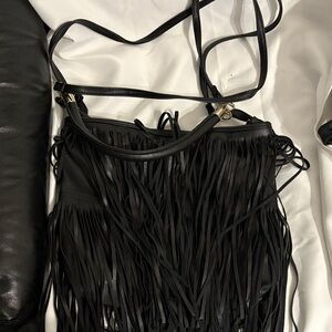 a new day Black Fringe Crossbody Bag